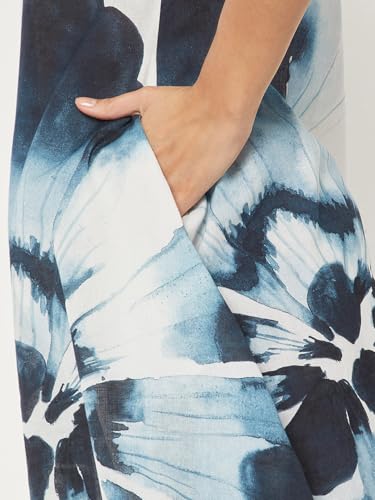 Max Women Floral Print Handkerchief Hem Dress (White_M)