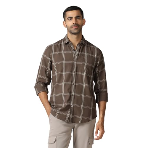 blackberrys Men Khaki India Slim Fit Shirt | Solid Khaki Shirt with Full Sleeves, Streamlined Construction and Versatile Formal Styling | Size 42