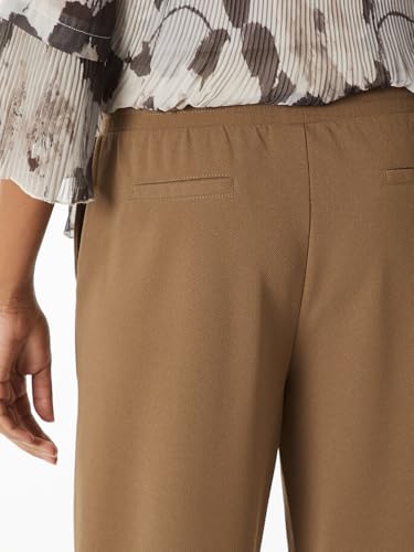 Max Women Textured Straight Fit Trousers (Brown_M)