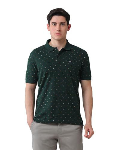 Arrow Sports Men's Green Printed Polo Collar Half Sleeve Casual Cotton Regular Fit Polo Shirt (ASAJTS3458_Green_38)