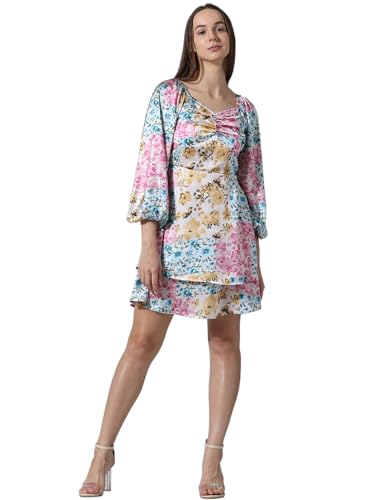 ONLY Women's Polyester A-Line Above The Knee Dress (15337310-Cloud Dancer_Cloud