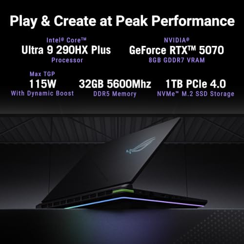 ASUS ROG Strix G16 (2026),Intel Core Ultra 9 290HX (Series 2),RTX 5070-8GB,32GB RAM (Upgradeable),1TB SSD,FHD+,16"(40 cm),300Hz,Win 11,M365 Basic(1Y),Office 24,Gray,2.6 Kg,G615LP-TS210WS,Gaming Laptop