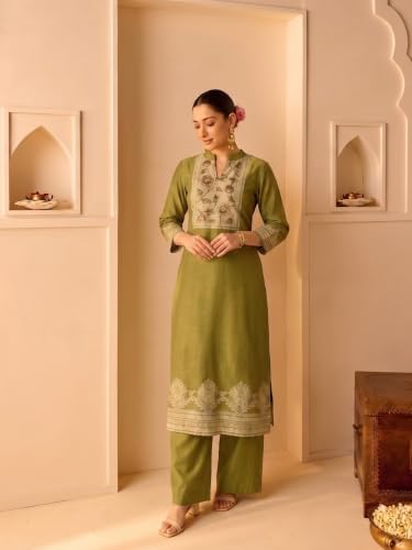 Varanga chanderi printed kurta with trouser and dupatta
