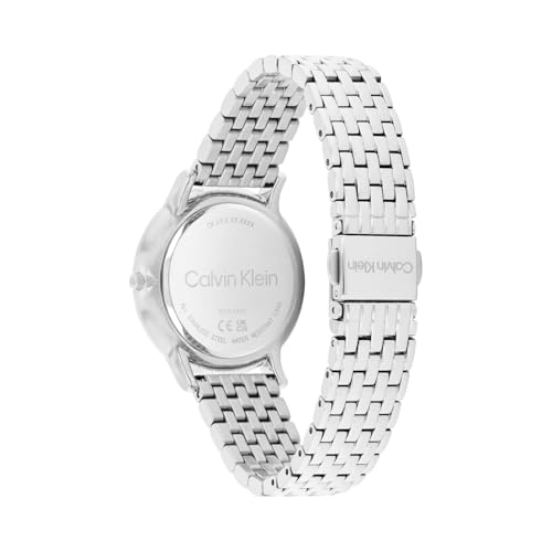 Calvin Klein Luxe Qtz Basic Slim Silver White Round Dial Silver Bracelet Watch for Women- 25100169