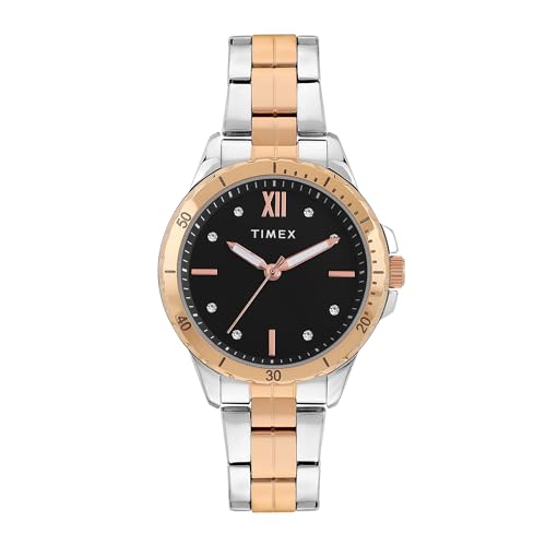 TIMEX Analog Watch for Women with Black Dial & Multicolor Stainless Steel Bracelet Band - Water Resistant Women's Wrist Watches -TWEL232SMU05