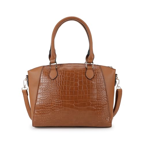 Fastrack Croco Textured Structured Satchel with Detachable Sling Strap for Women, Girls and Ladies
