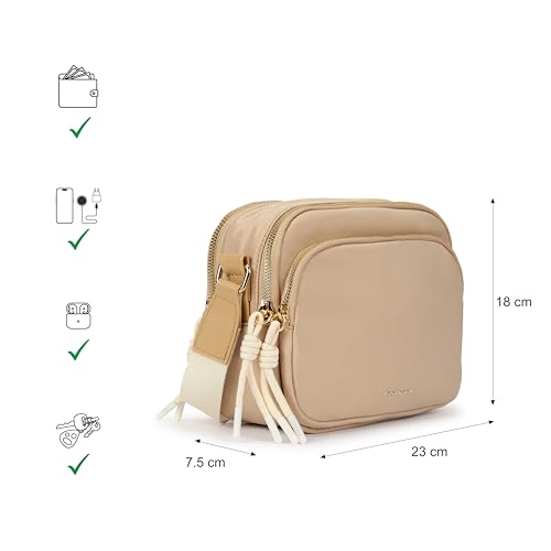 Fastrack Cloud Carry Sling | Lightweight Nylon Sling Bag for Women | Dual Compartments, Organiser Pockets & Adjustable Webbing Strap