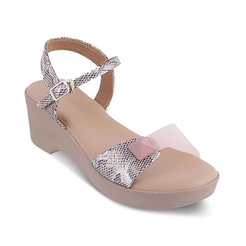 tresmode PYTHON Women's Heel Sandals Footwear Casual, UK 7 / EU 40 - Soft Comfortable Formal Office Fancy Shoe Wear (Pink)