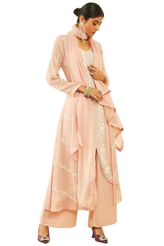 Soch Womens Georgette Floral and Paisley Pattern Beadwork Suit Set