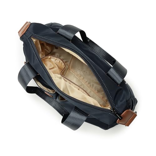 Prussian Edge Nylon Satchel | Dual Carry Handbag with Webbing Handles & Detachable Strap | Deep Blue with Tan Accents | Spacious & Multi-Pocket Design