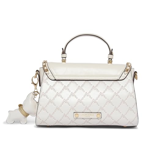 Akiki London Women's Heston 24 Flap Medium Satchel Handbag|comes with Dog Charm|Top Grab Handle|Metal Finish|Stylish Ladies Purse|Party Handbag for Women