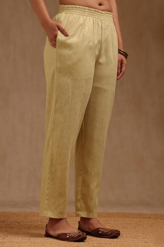 Soch Womens Mustard Linen Floral Print Co-Ord Set