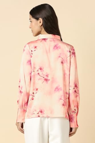 Women Pink Print Long Sleeves Shirt
