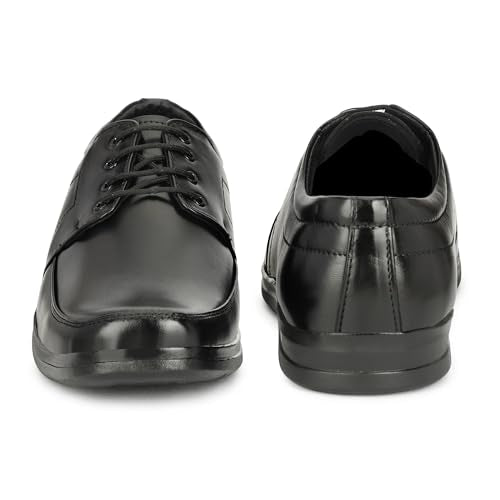 Leatherful Formal Lace-up Derby Shoes for Men | Full Grain Genuine Leather | PU Sole & Nappa Lining | Office | Party | Smart Casual (Black, UK Footwear Size System, Adult, Men, Numeric, Medium, 10)