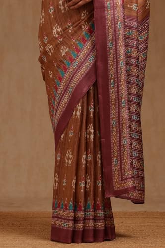 Soch Womens Earth Art Silk Warli Print Saree