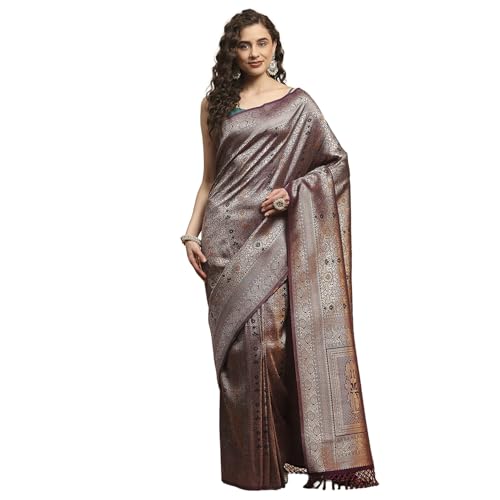 Meena Bazaar Women's Art Silk Saree with Unstitched Blouse Piece | Traditional Ethnic Wear Saree | Festive, Wedding & Party (Purple)