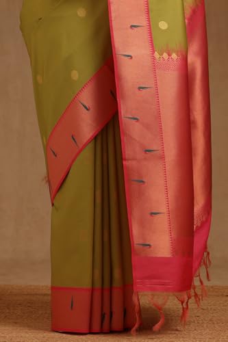 Soch Womens Tussar Geometric Saree With Zari Woven