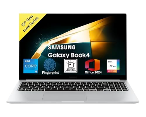 Samsung Galaxy Book 4 15.6" Full HD | Intel Core i5 1335U | 16GB RAM | 512GB SSD | Win 11 Home | MS Office'2024 | Fingerprint Reader | Intel Iris XE Graphics | Backlit Keyboard |NP750XGJ-LS6IN |Silver