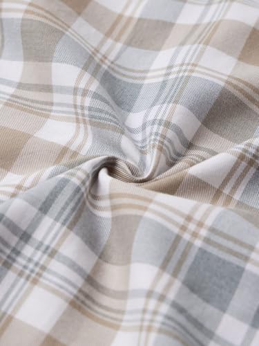 The Souled Store Plaid Shirt: Butternut Men and Boys Long Sleeve Spread Collar White and Beige Plaid Cotton Blend Lightweight Easy to Style Everyday Office Wear Casual Relaxed Shirt