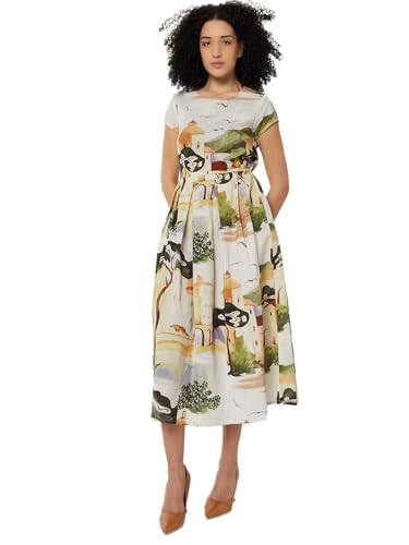 Max Kalki x Max Women Printed Midi Dress(White_XS)