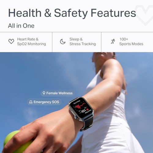 boAt Storm Call 4 India's first Smartwatch with Type-C Charging,1.96”(4.97 cm) HD Display, Functional Crown, BT Calling, Sports Modes, Heart Rate, SpO2, Sleep & Stress Tracking, SOS,IP68(Active Black)