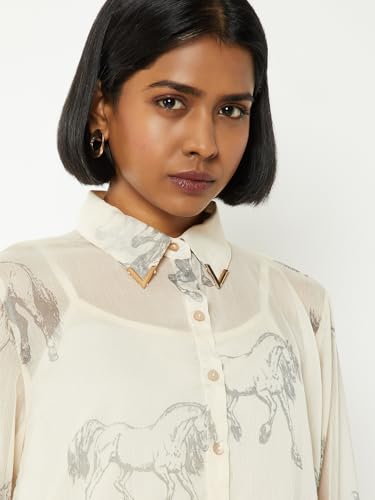 Max Women Woven Shirt with Camisole (Off White_M)