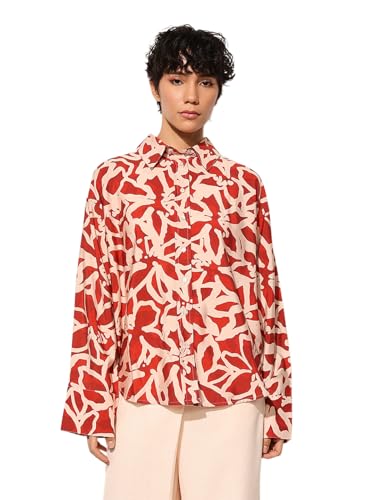 ONLY Women's Regular Fit Red Shirt