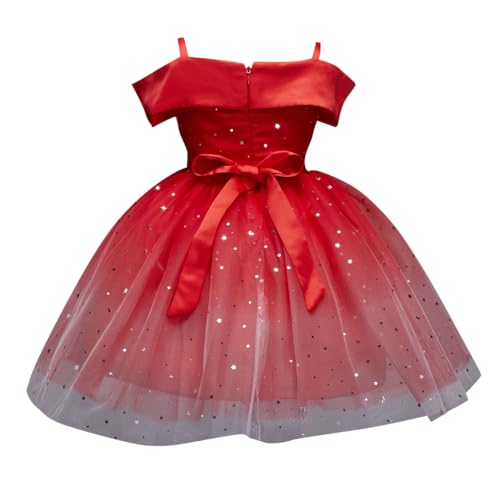 Hopscotch Girls Knee Length Party Dresses In Red Color For Ages (8-9 Years)
