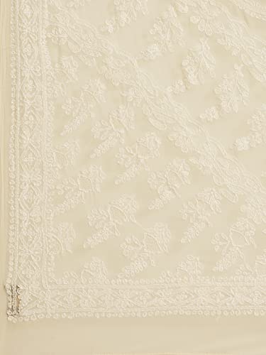 Ada Hand Embroidered Chikankari Georgette Fawn Saree for Women A130223