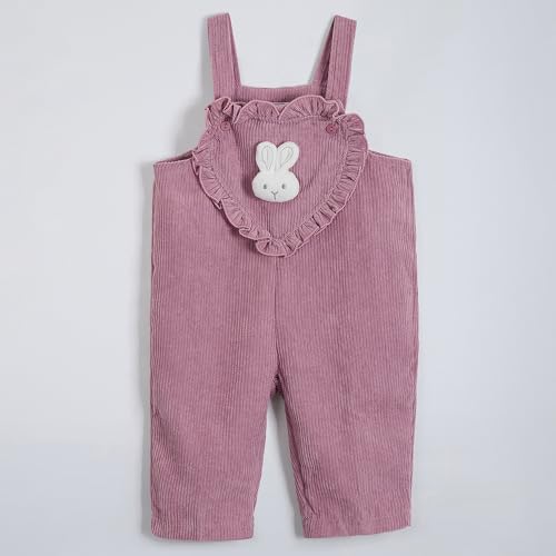 Hopscotch Girls Lavender Full Sleeves 2-Pc Bunny Applique Dungaree Set For Age (3-4 Years)