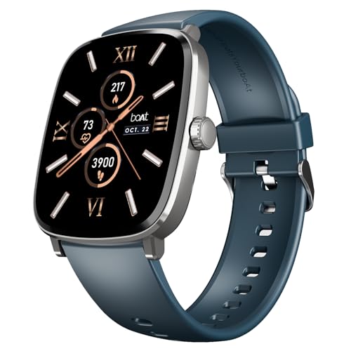 boAt Ultima Regal w/ 2.01”(5.10 cm) Crystal-Clear AMOLED Display, 1000 NITS Brightness,Premium Metal Body, Functional Crown, 100+ Sports Modes, Fitness Smart Watch for Men & Women (Sapphire Blue)