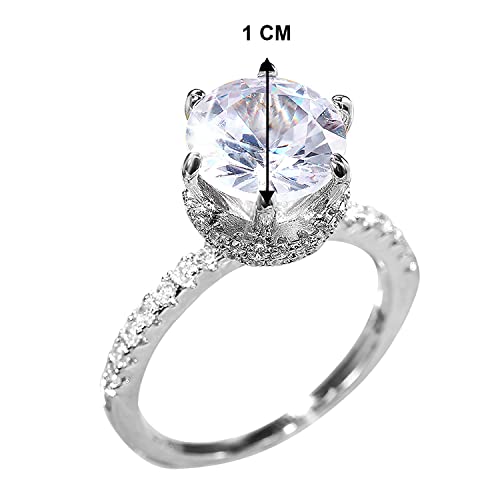 Peora American Diamond Studded Silver Plated Finger Ring Fashion Wear Stylish Jewellery Gift for Girls & Women (PX8R121-7)