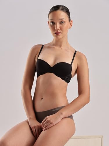 Calvin Klein Underwear Women's Nylon Wired Classic Demi Bra (QF7577002_Black