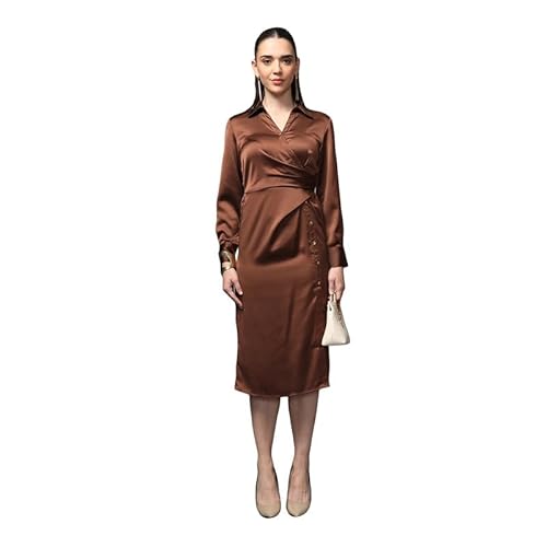 Kazo Angela Midi Dress (Brown_XS)