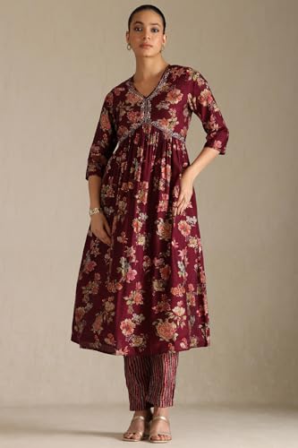 Soch Women's Viscose Blend Salwar Suit Set (EWS5CD21971_Wine