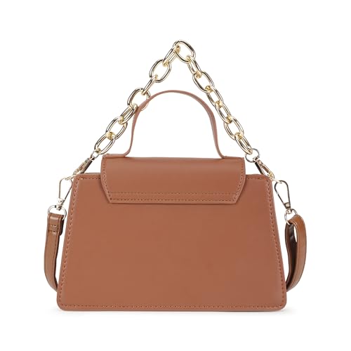 Fastrack Tan Stitchpop Sling | Quilted Faux-Leather Women’s Handbag | Sling with Dual Carry Options & Magnetic Closure