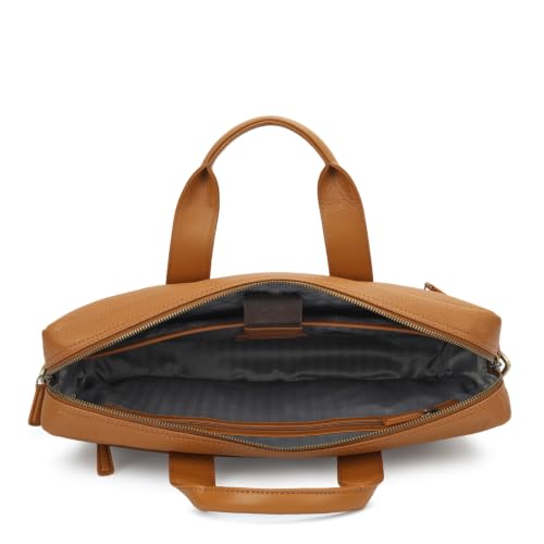 Da Milano Leather Laptop Bag for Men & Women | Laptop Messenger Bag | Ideal for Office Purpose | Fits Upto 15" Laptop - Caramel Brown