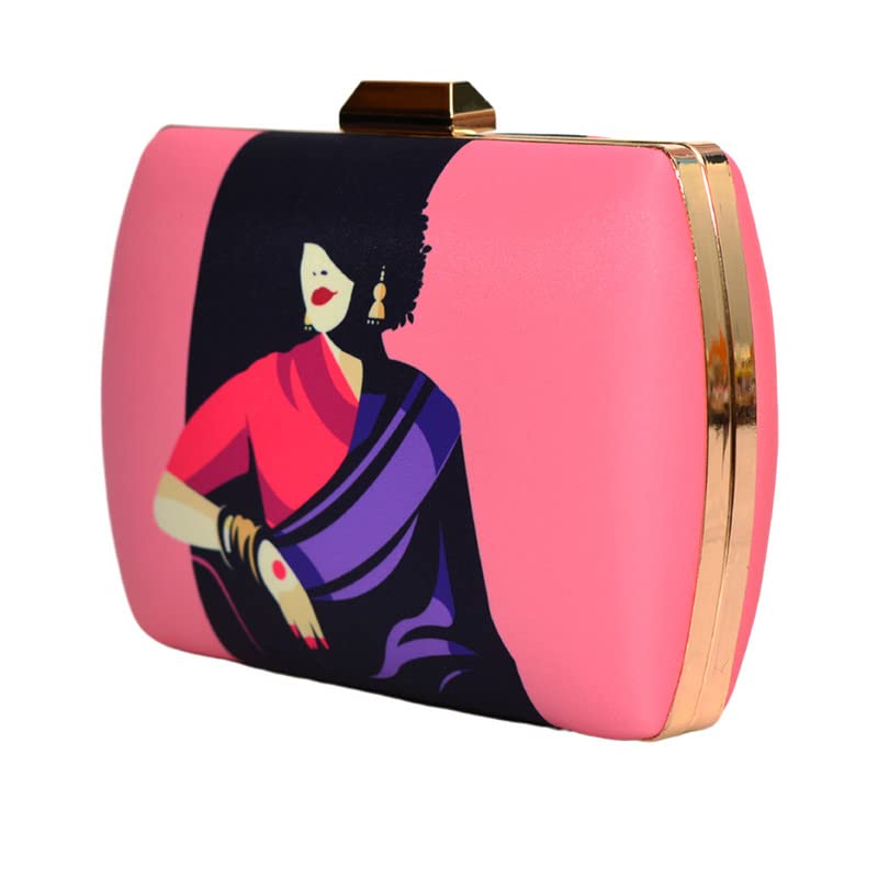 Artklim Printed Pink Lady Clutch