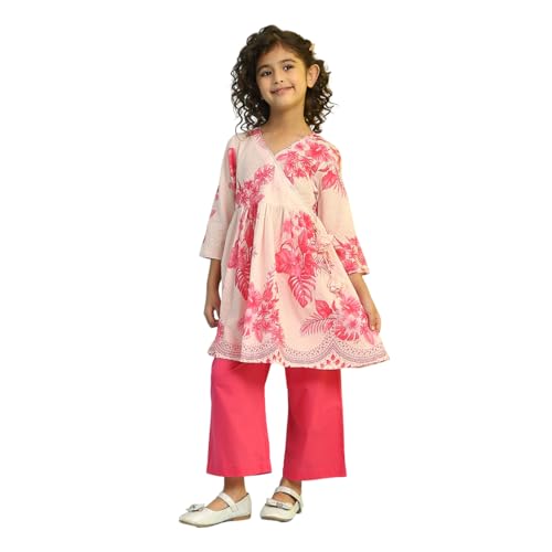 Biba Girl's Cotton Kurta Set (KWPLMP6436SS25CRM_Cream