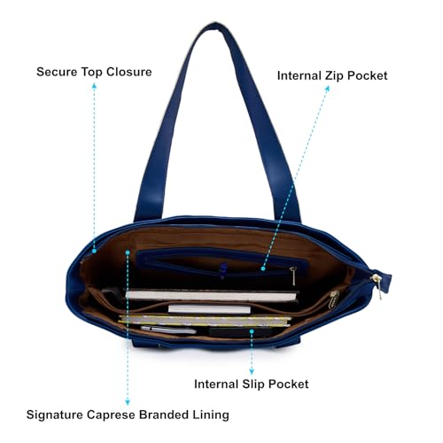 Caprese Amelia Tote Medium Navy Office Handbag