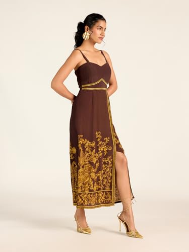 Label RITU KUMAR Brown Edwin Long Dress