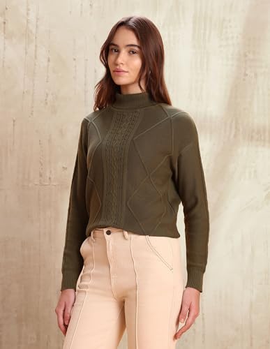 U.S. POLO ASSN. Patterned Knit Regular Fit Sweater (UWAW25SWE171_Green_M)