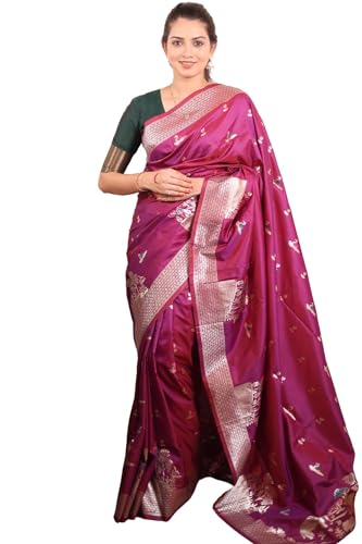 SGF11 Women's Kanjivaram Soft Silk Saree With Unstitched Blouse Piece (Pink)