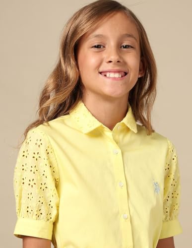 U.S. POLO ASSN. Girl's Cotton A-Line Mini Dress (UGSS25DRS248 Yellow