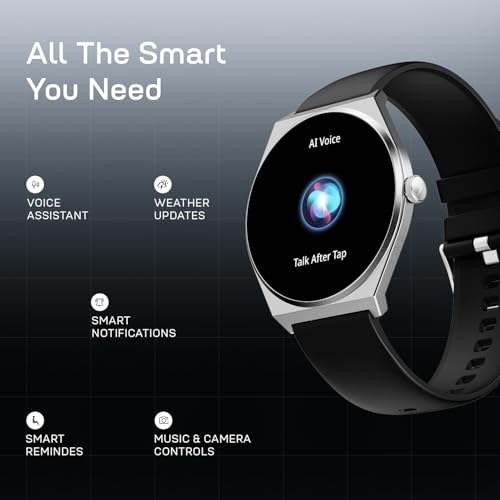 Fire-Boltt Phoenix Nova Smartwatch 1.43” Slim Super AMOLED Display, 466x466 Pixel Always-On Display, Bluetooth Calling, Health Tracker for Men & Women Midnight Black