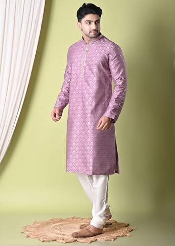 sajindia Men’s Traditional Kurta | Elegant Ethnic Wear for Men | Comfortable Fabric | Festivals, Weddings & Celebrations | Style 228 Pink