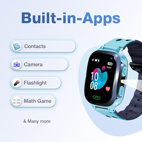 sekyo S2 Pro Kids Smartwatch for Boys & Girls, Calling Smart Watch for Kids with Location Tracker, Camera, SOS & Safe Zone Alert, Family Chat, App Control, Airtel & Vi Micro SIM Support only -Blue