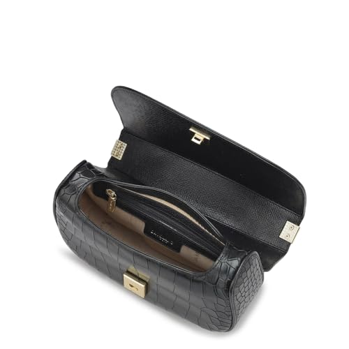 Da Milano Genuine Leather Black Shoulder Bag (01798) (Small)