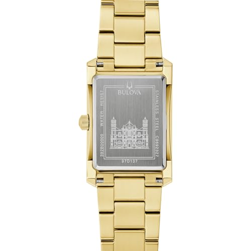 Bulova Our Lady of Guadalupe Gold Stainless Steel 3-Hand Quartz Watch with Diamonds, Gold, Ladies', Classic