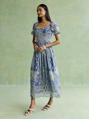 Aarke Ritu Kumar Blue Patchloom Long Dress